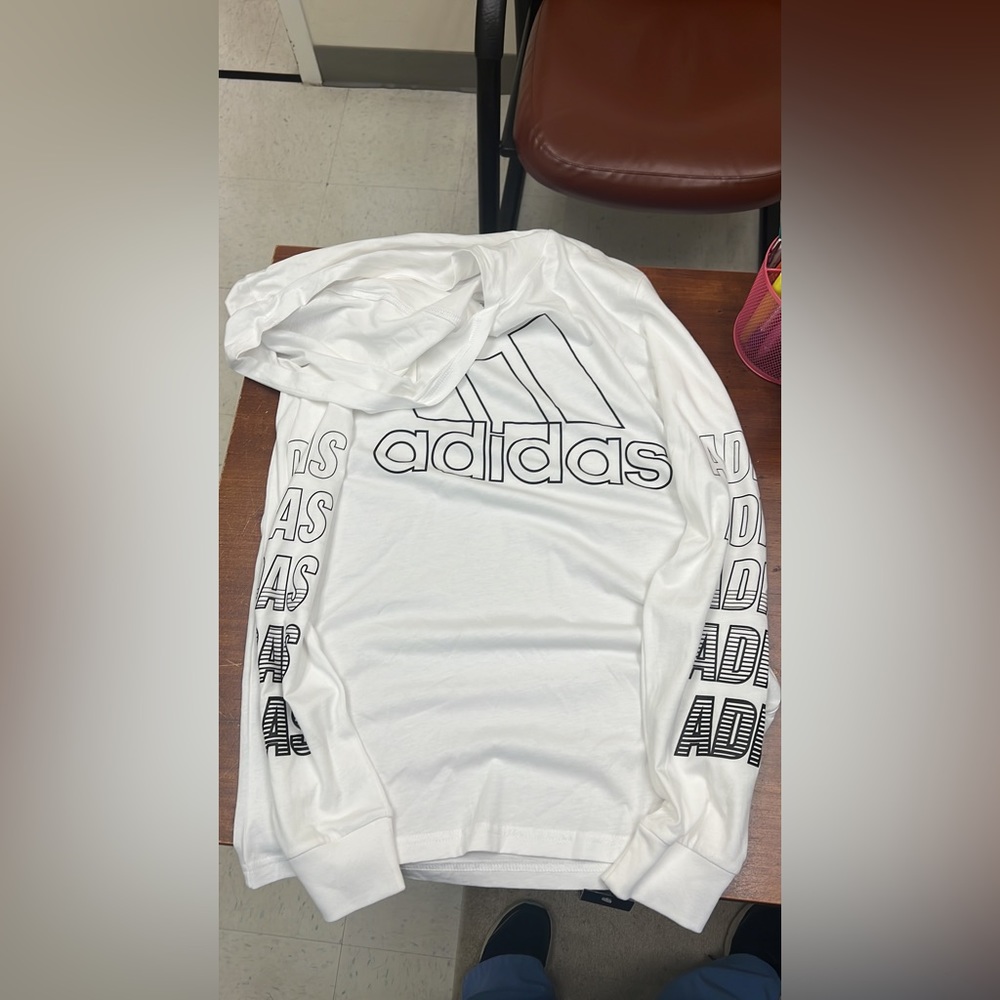 Adidas long sleeve hoodie shirt size YL.
